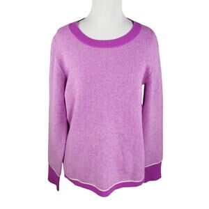 J. Crew Cashmere Sweater Purple Limited Edition Crewneck Bird's Eye Stitch Sz M
